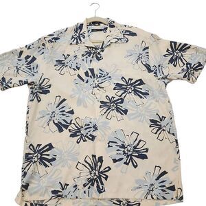 Nautica 100% Silk‎ Men's Size Large Button Front Short Sleeve Shirt Front Pocket